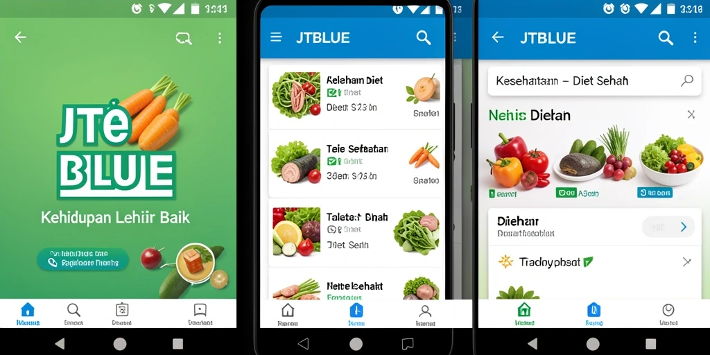 Tampilan antarmuka aplikasi JTBLUE yang menarik dan mudah digunakan.